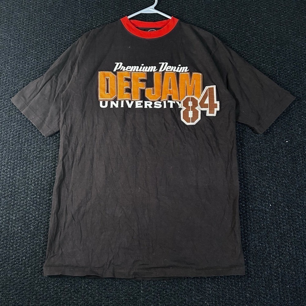 Vintage Def‎ Jam University 84 Brown Graphic T Shirt Men's Size M Short Sleeve